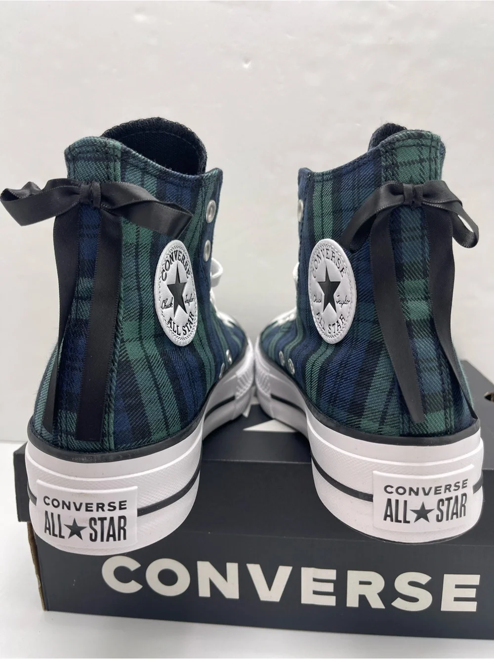 Converse A13879C CTAS LIFT HI NAVY/BLACK/WHITE Platform Sneakers Plaid